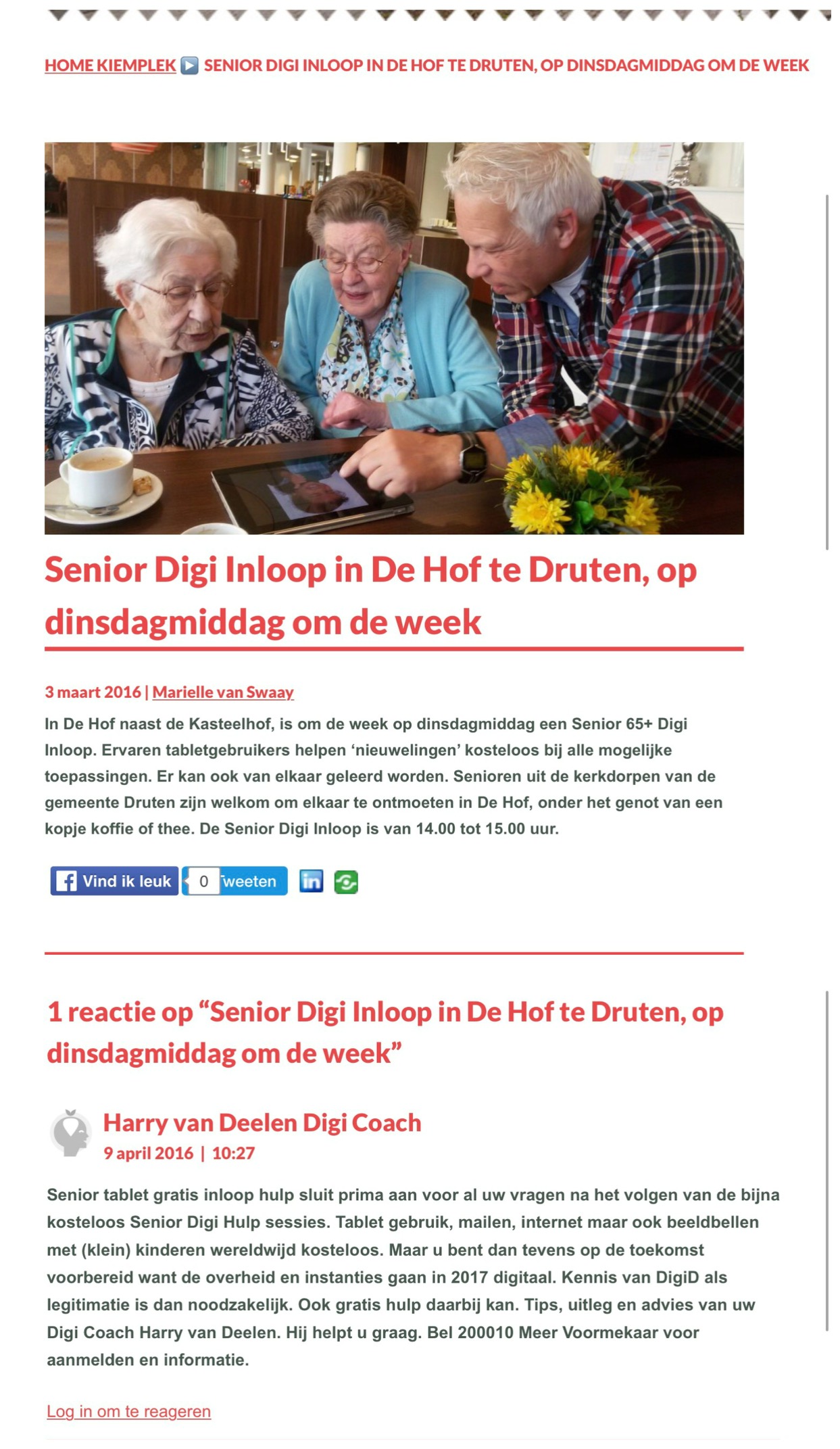 Senior Digi Inloop De Hof